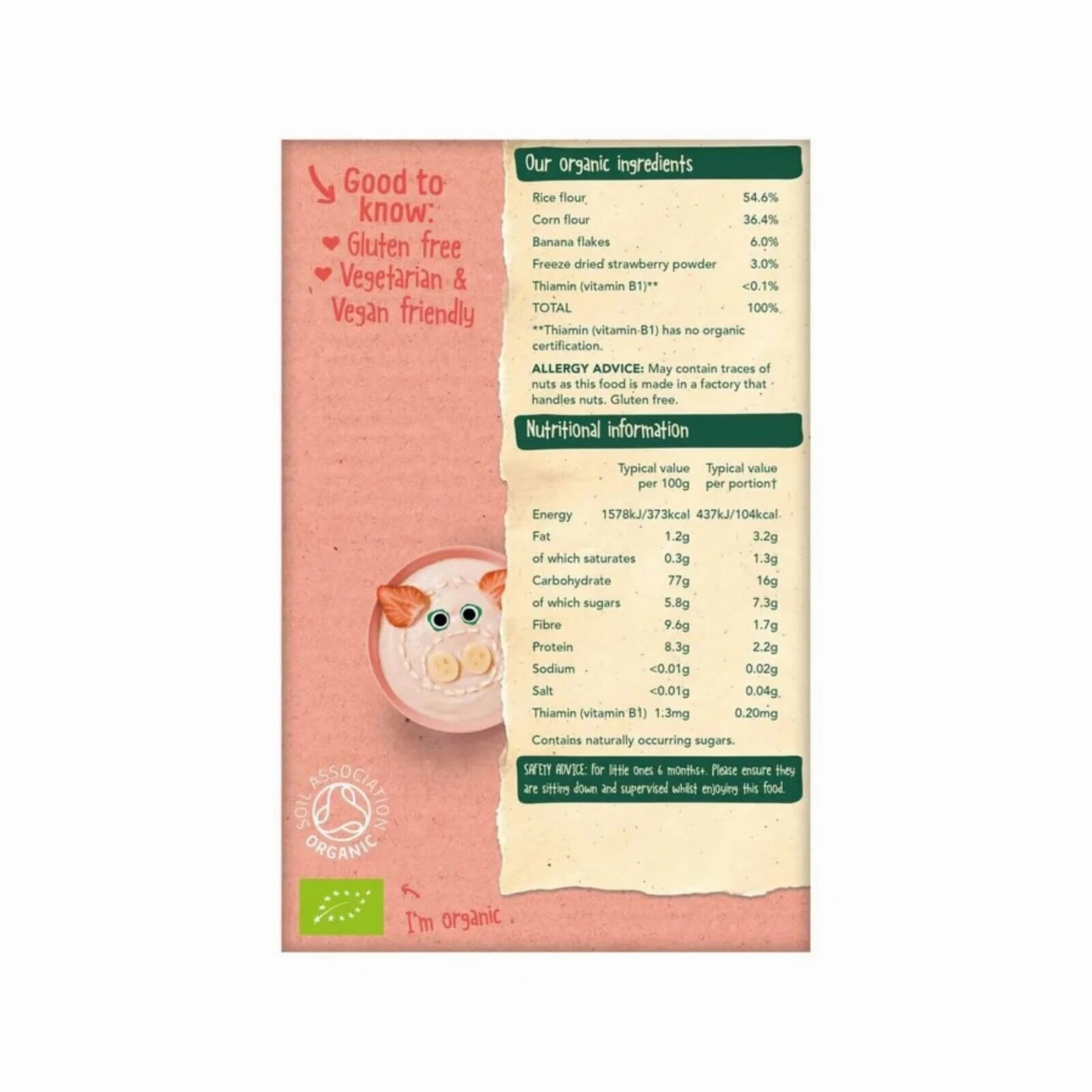 Organix Strawberry & Banana Porridge 6  months 120g