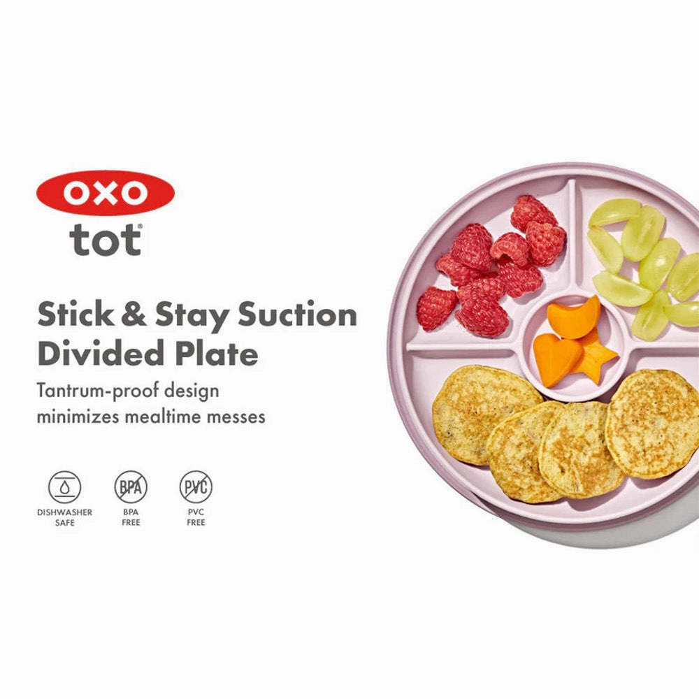 OXO Tot Stick & Stay Suction Divided Plate Blossom