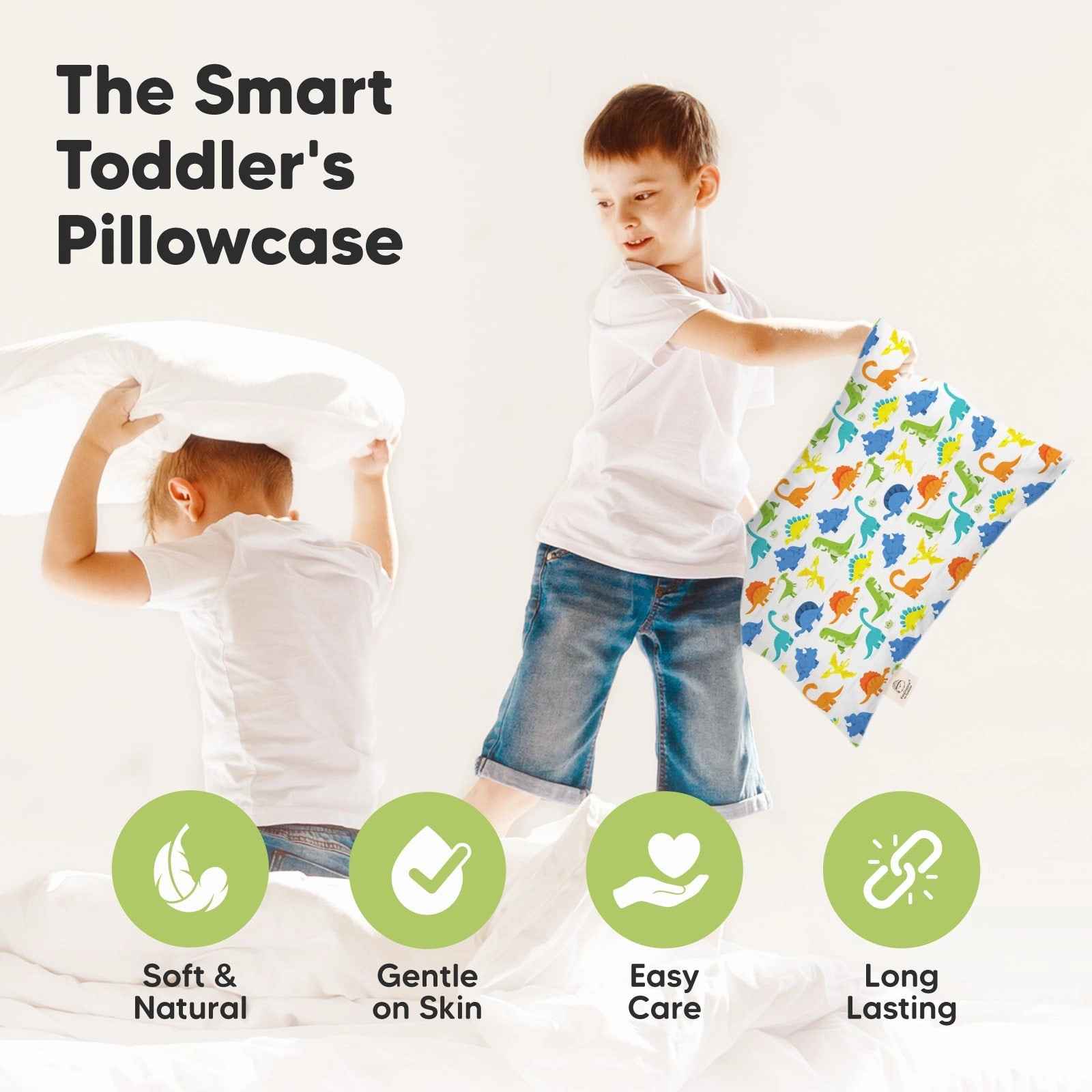 Printed Toddler Pillowcase 13X18" (Happy Dino)