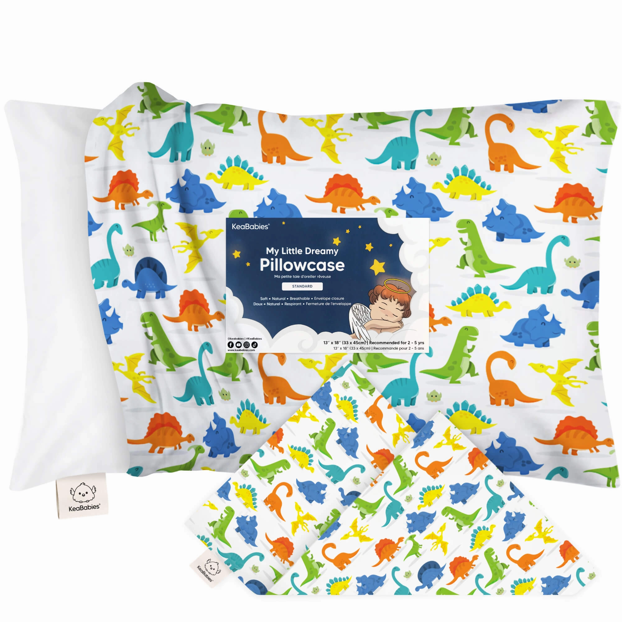 Printed Toddler Pillowcase 13X18" (Happy Dino)