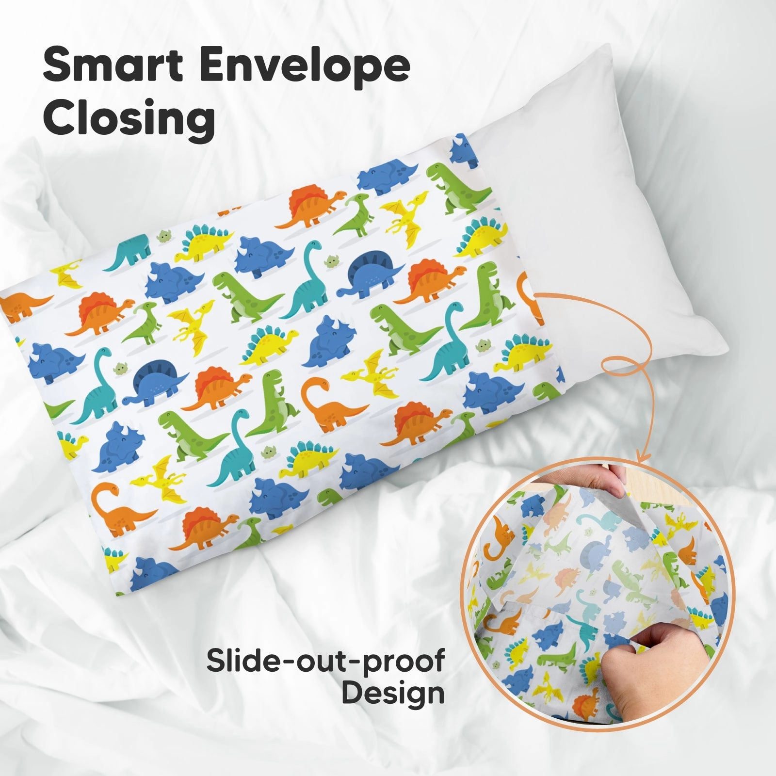 Printed Toddler Pillowcase 13X18" (Happy Dino)