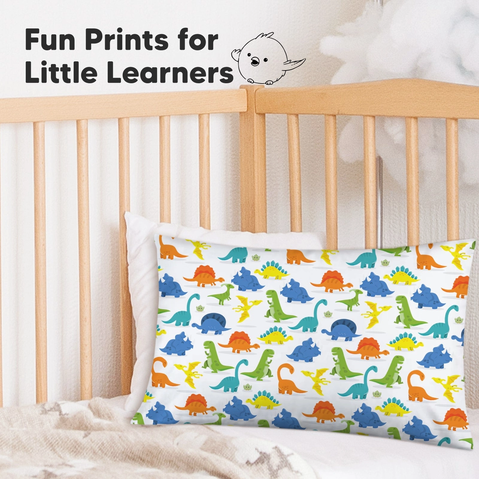 Printed Toddler Pillowcase 13X18" (Happy Dino)