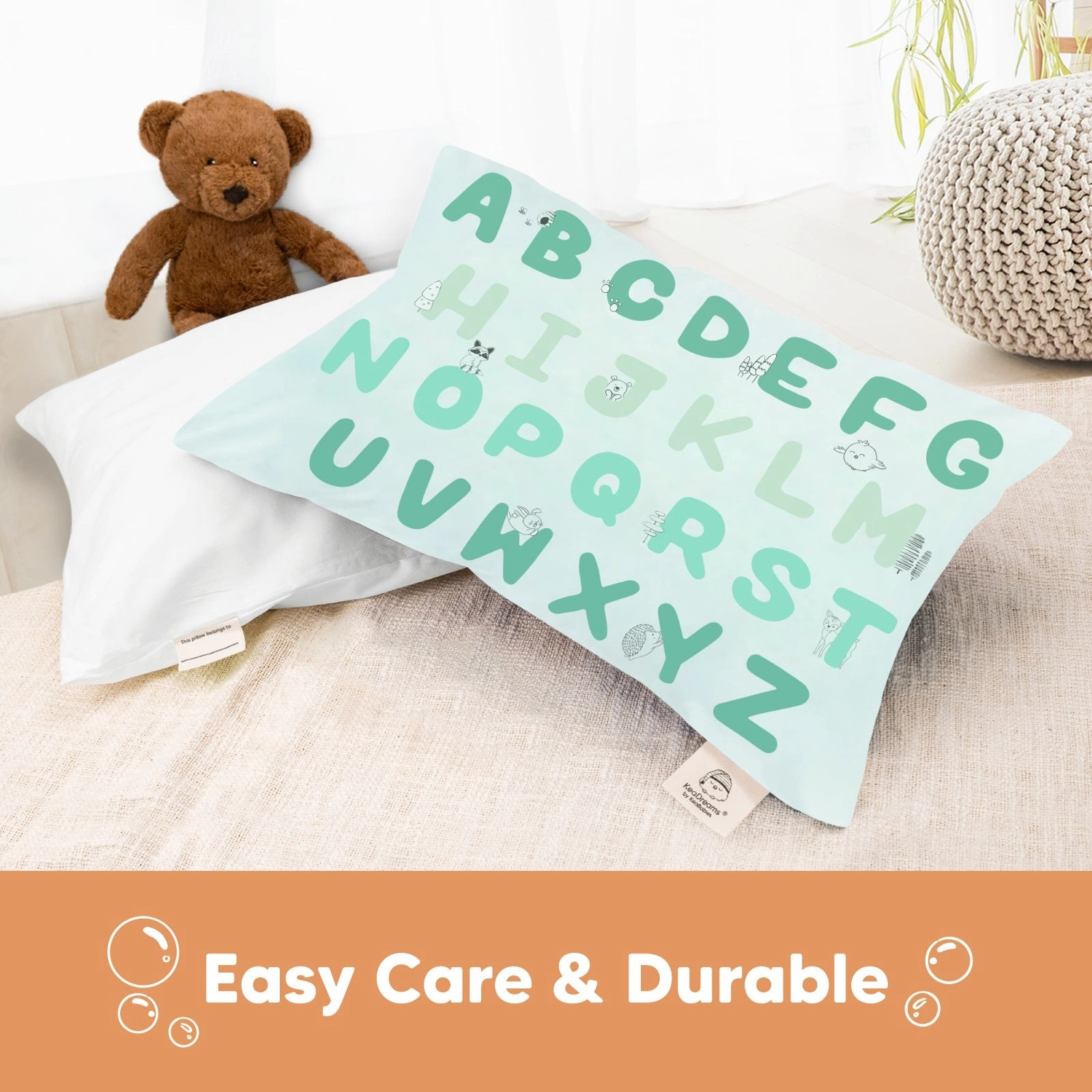 Printed Toddler Pillowcase 13X18" (KeaABC Mint)