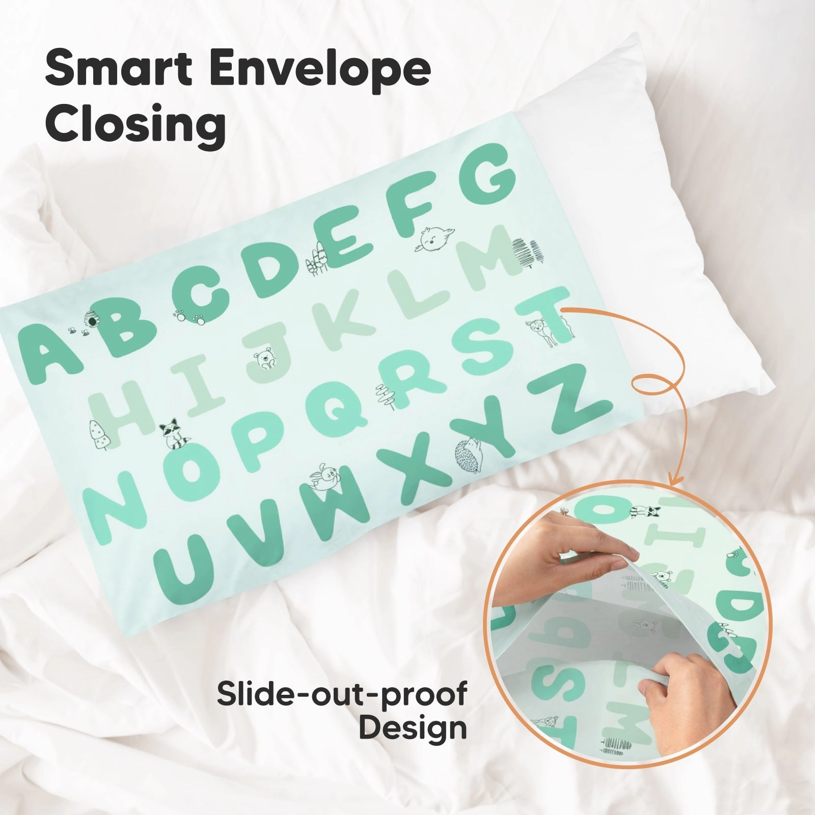 Printed Toddler Pillowcase 13X18" (KeaABC Mint)