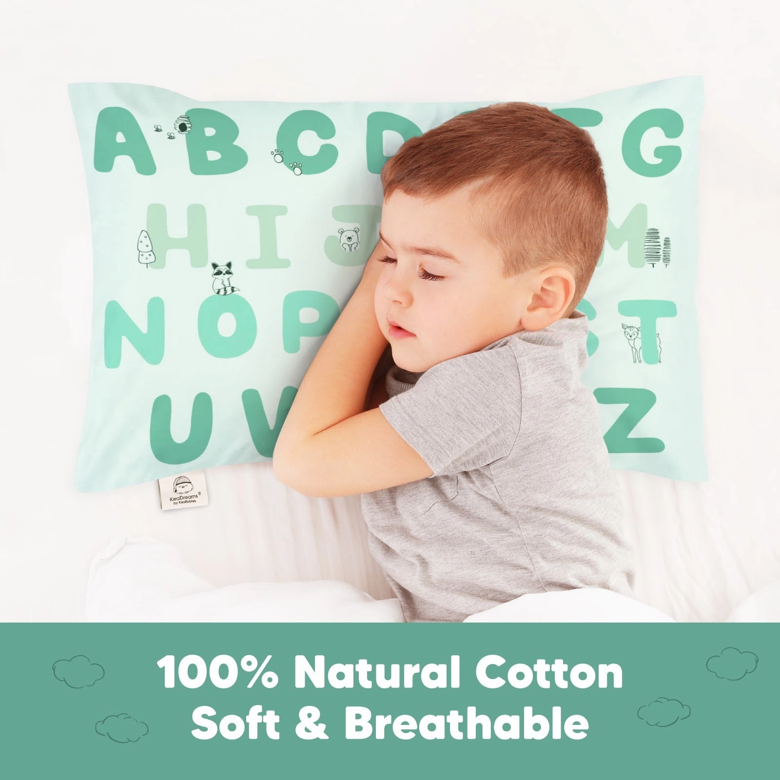 Printed Toddler Pillowcase 13X18" (KeaABC Mint)