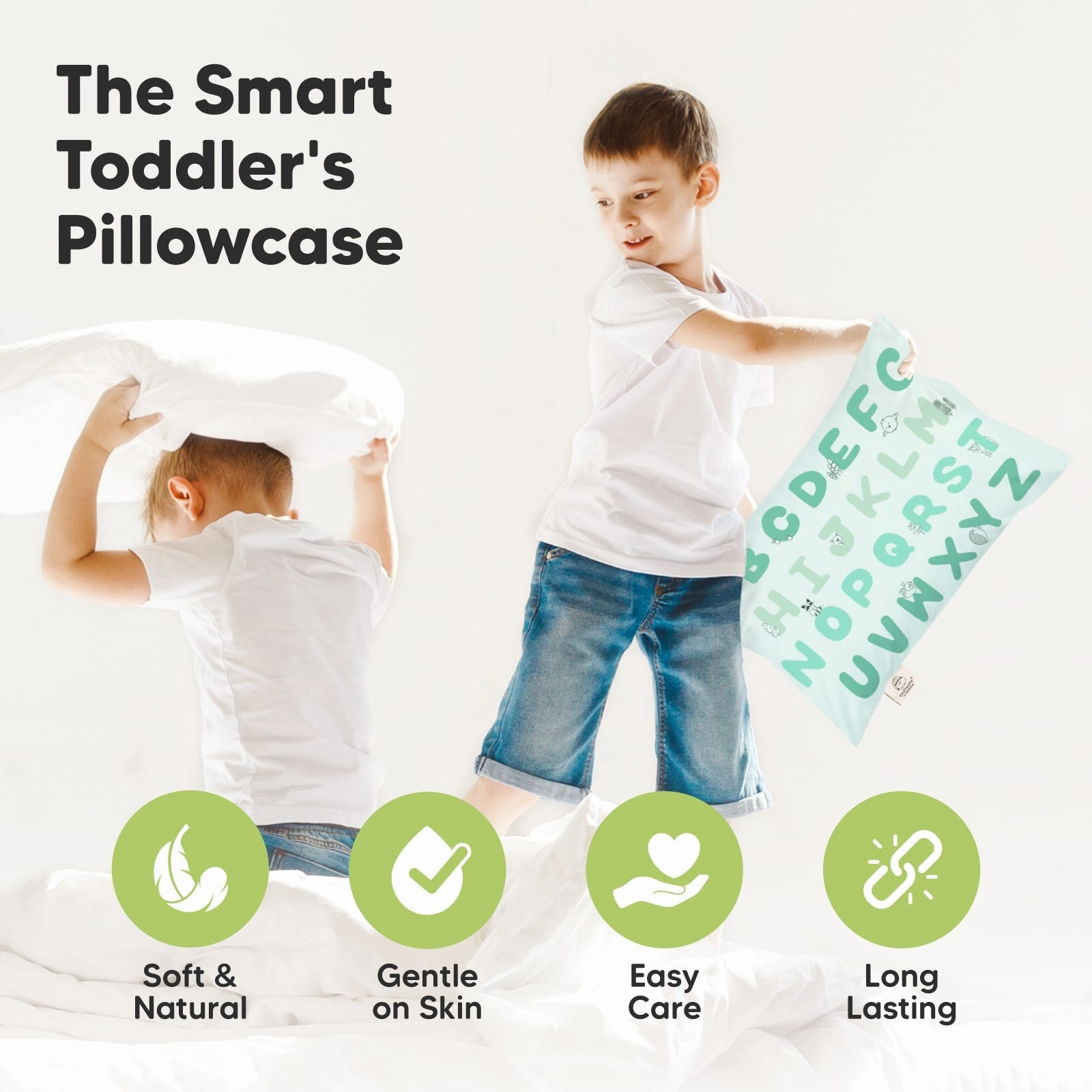 Printed Toddler Pillowcase 13X18" (KeaABC Mint)