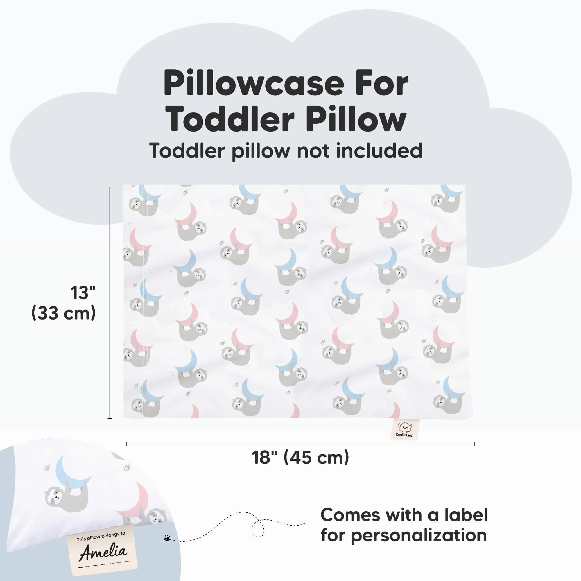 Printed Toddler Pillowcase 13X18" (Moon Sloth)