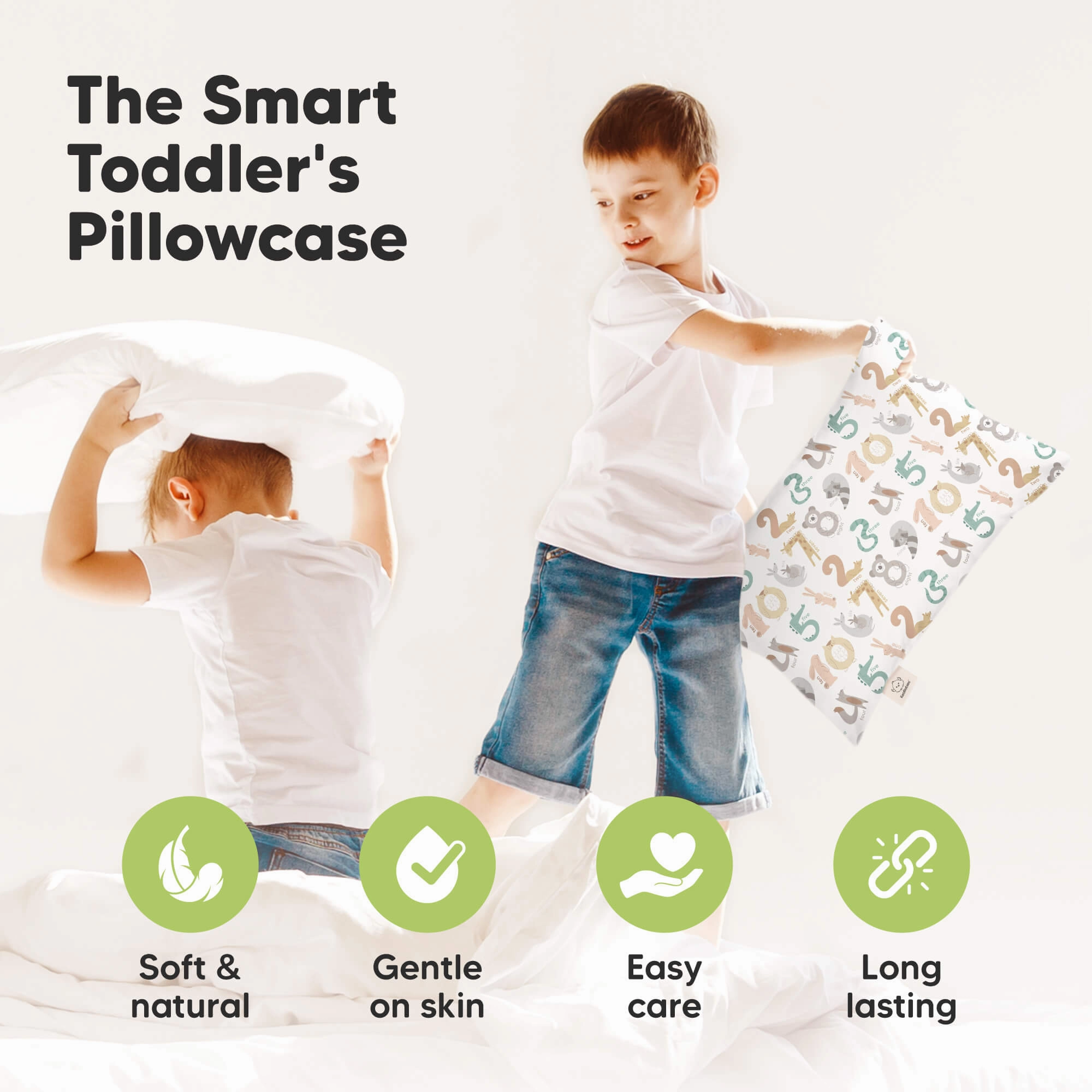 Printed Toddler Pillowcase 13X18" (Wild Count)