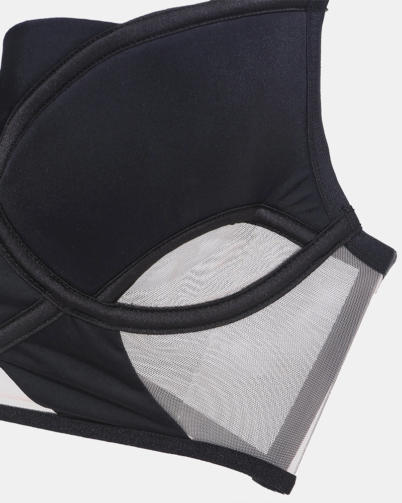Push Up Mesh Hollow Bra and Thong Set