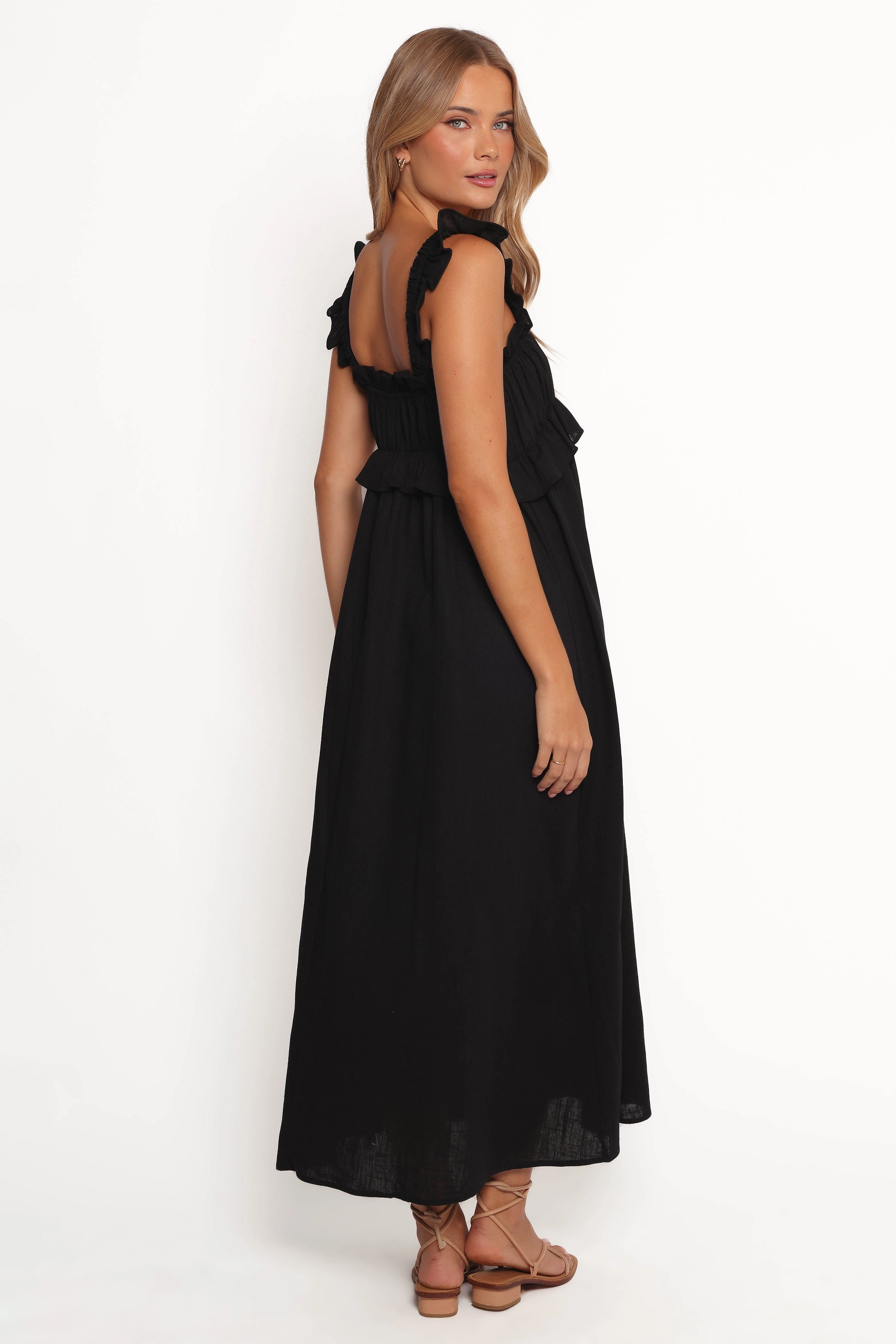 Ross Frill Strap Maxi Dress - Black