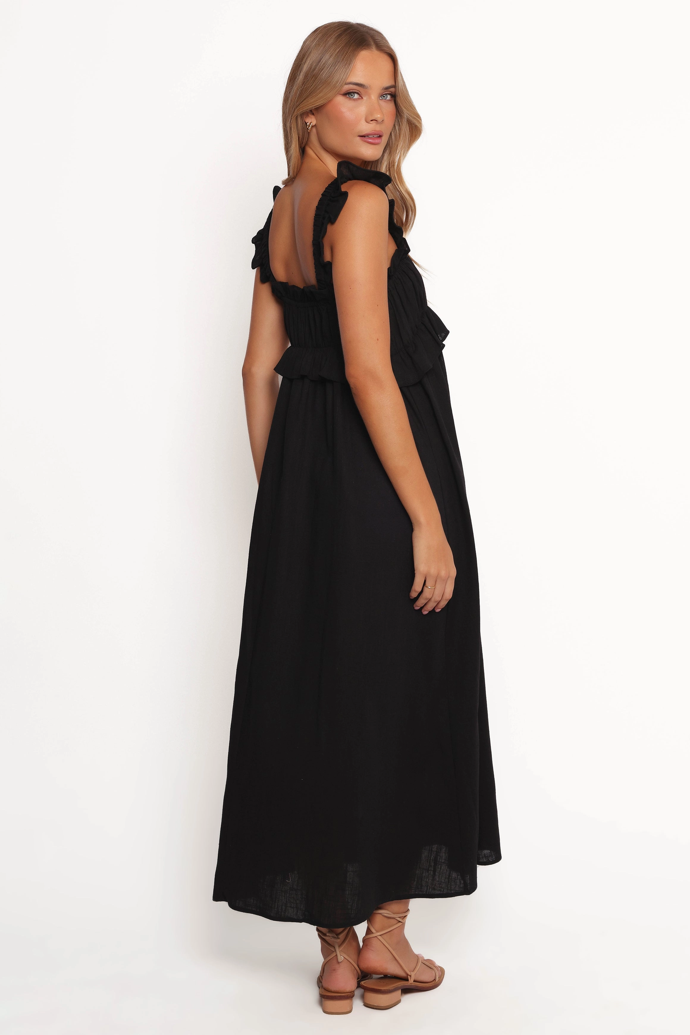 Ross Frill Strap Maxi Dress - Black