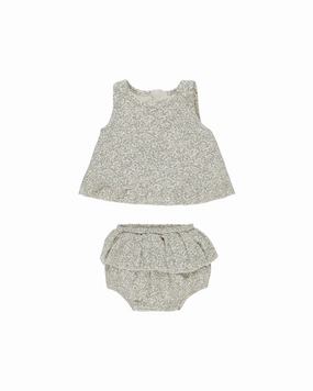 Ruffled Tulip Top   Bloomer Set - Green Garden