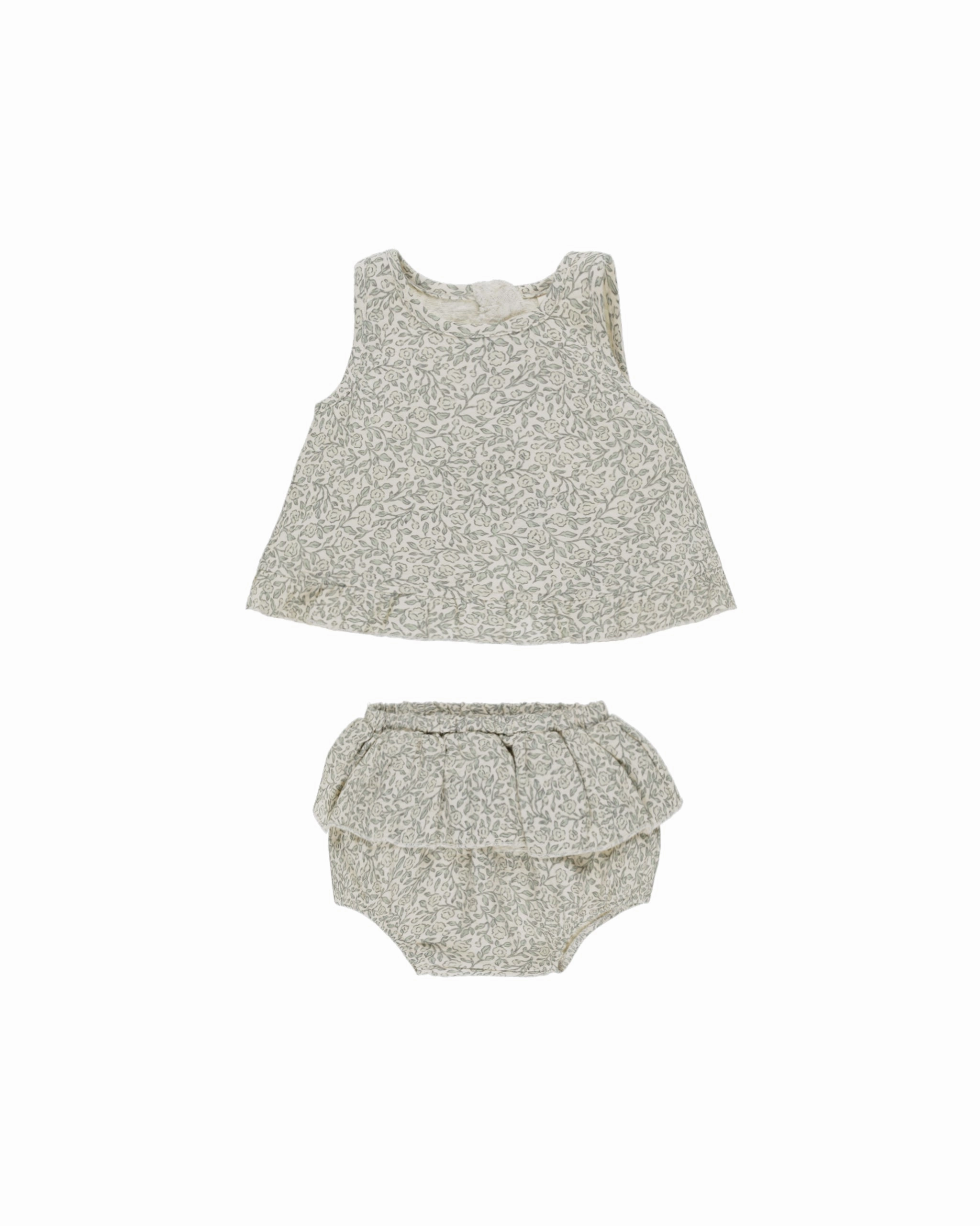 Ruffled Tulip Top   Bloomer Set - Green Garden