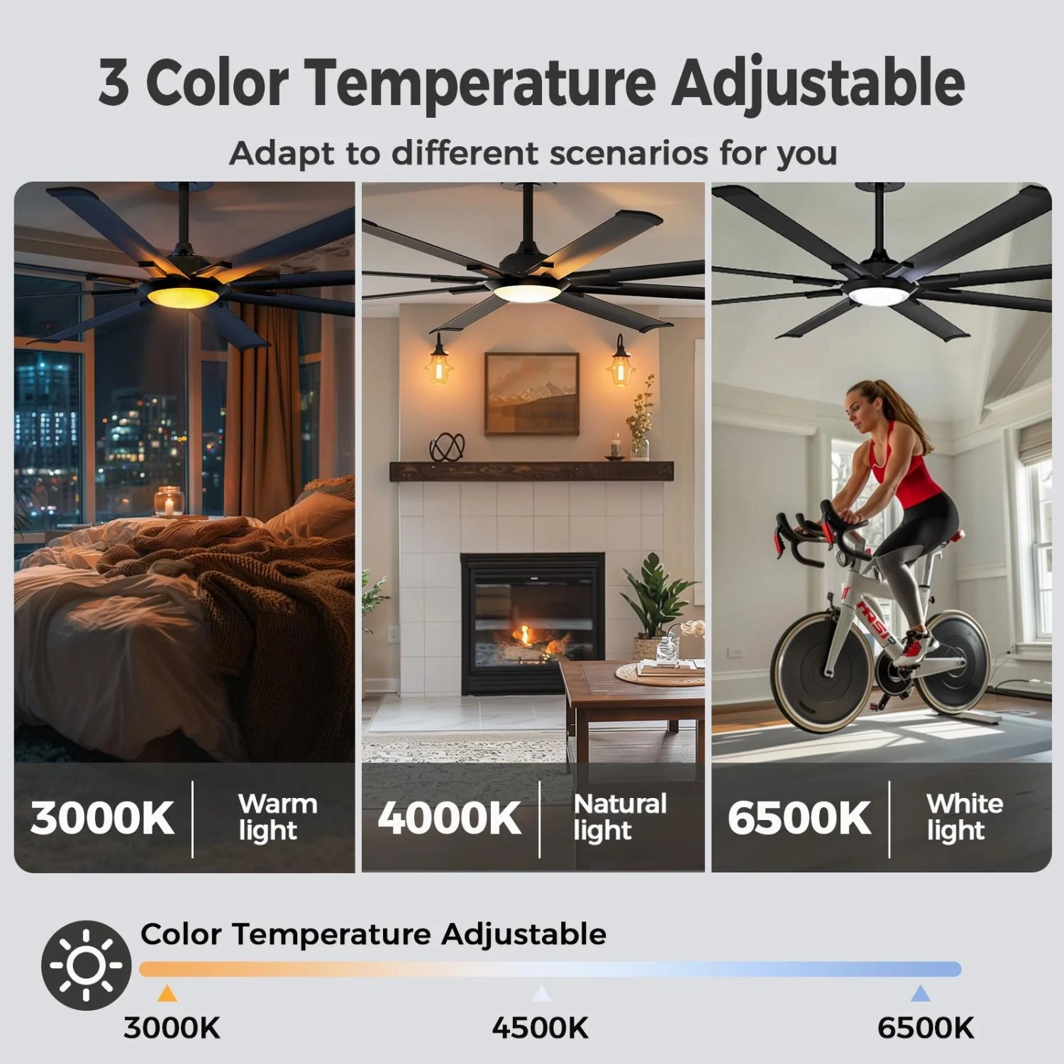 Skeven YM-GYLY001-72 Ceiling Fans 8 Aluminum Blades with Lights- and Remote 72"