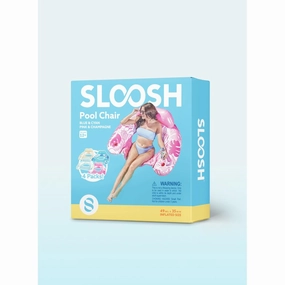 Sloosh 4 Packs Inflatable Pool Chair with Cup Holders - Comfortable Hammock Noodle Mat for Summer Water Fun