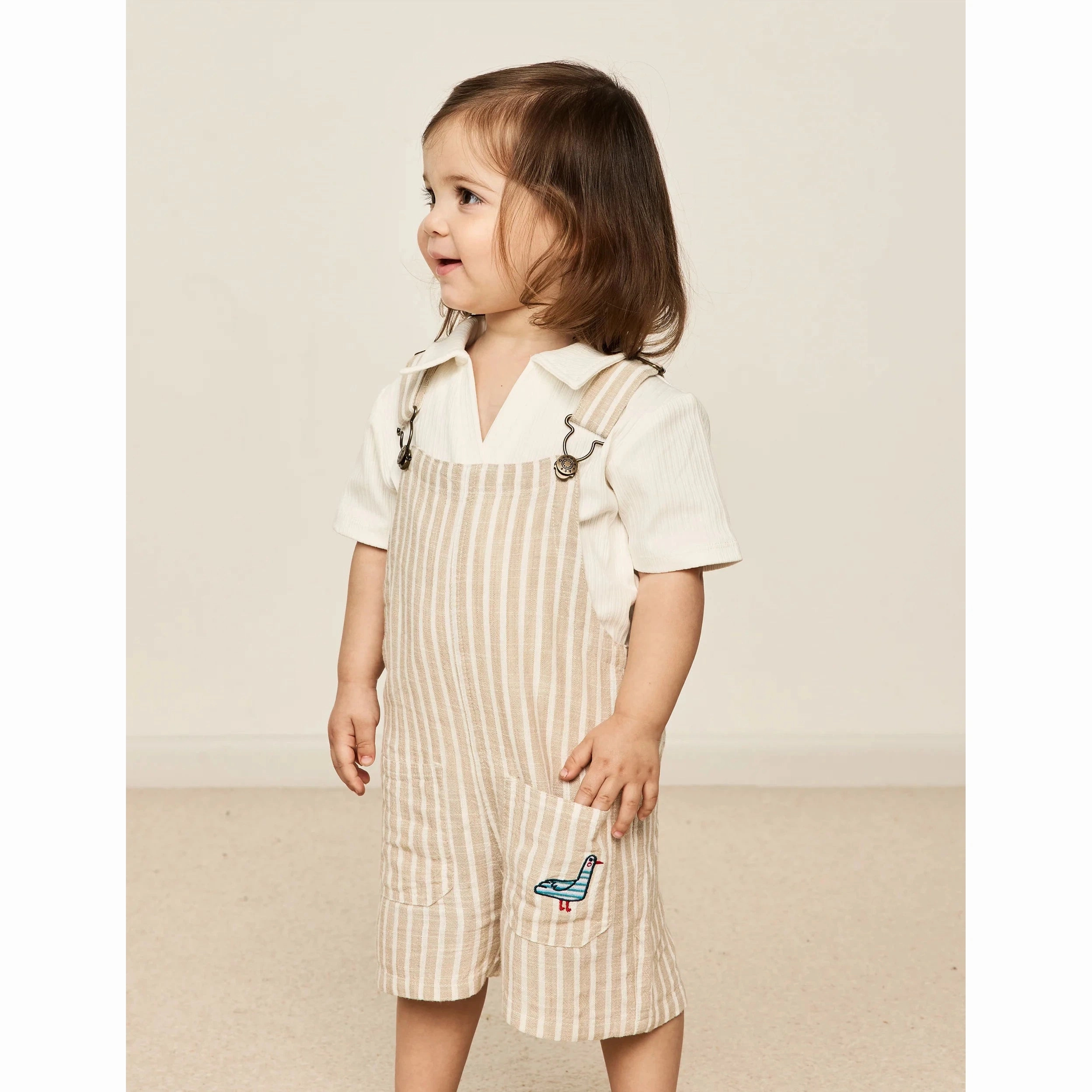 Taylor Overalls Beige Stripe