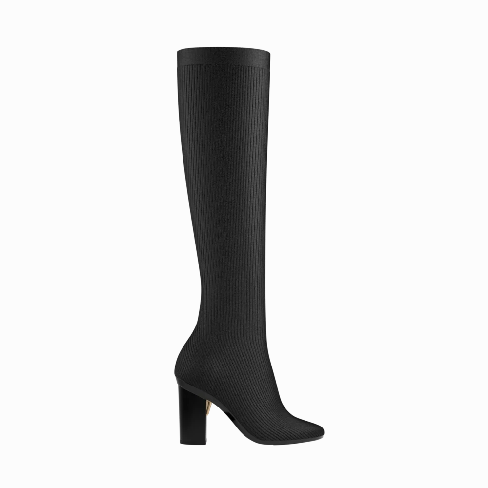 The Joanna Knee High Boot - Coal Knit 4 Block - FINAL SALE