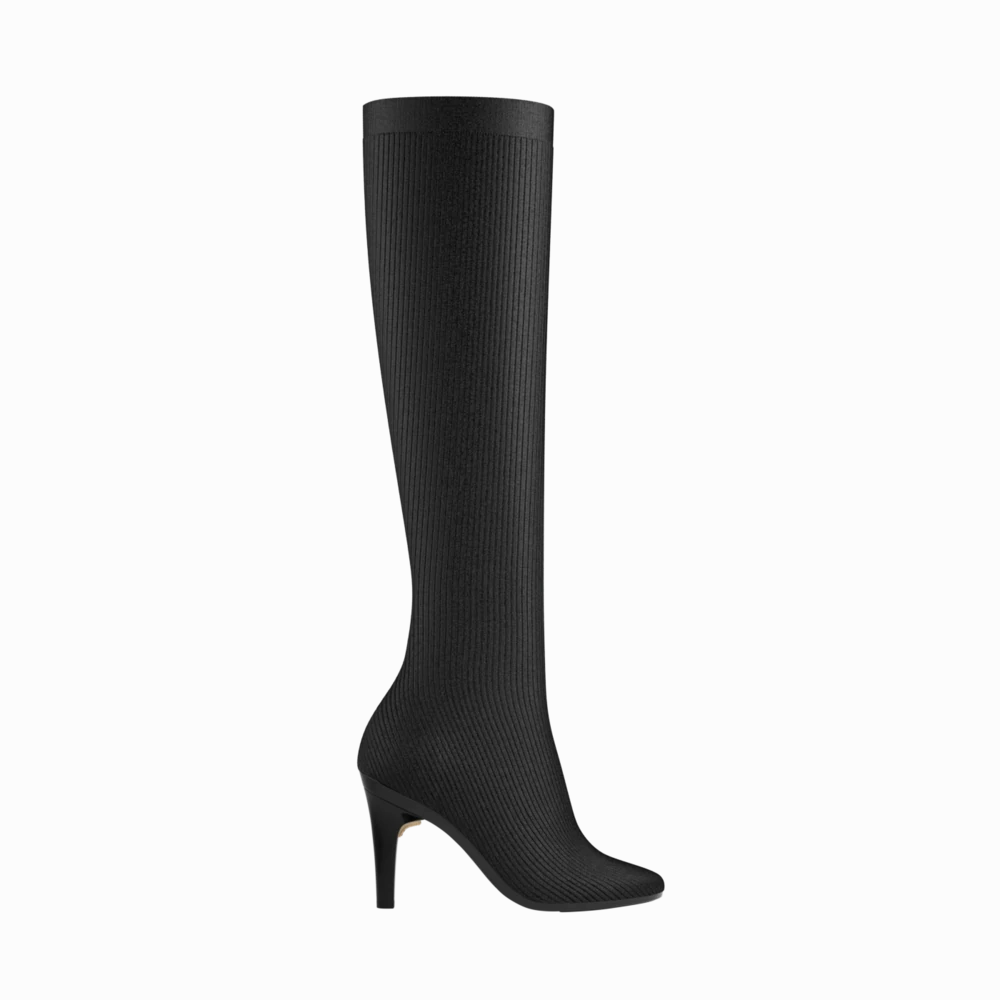 The Joanna Knee High Boot - Coal Knit 4 Stiletto - FINAL SALE