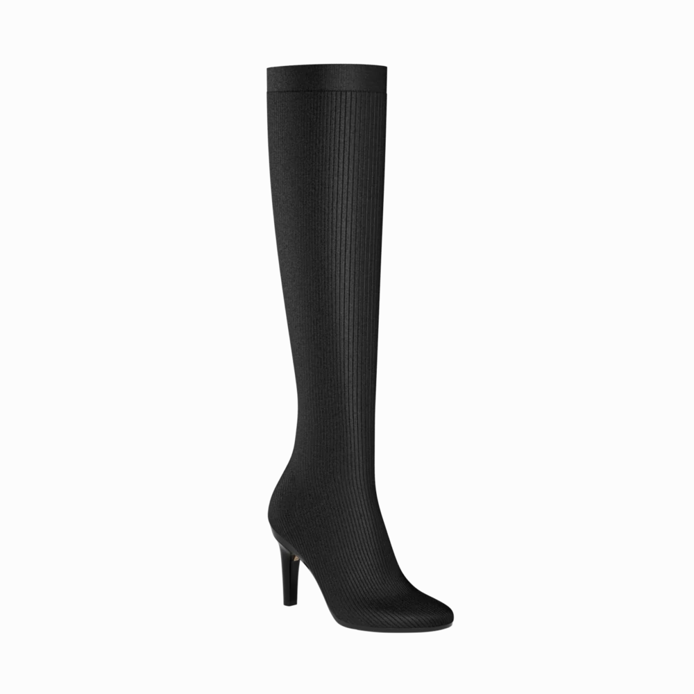 The Joanna Knee High Boot - Coal Knit 4 Stiletto - FINAL SALE