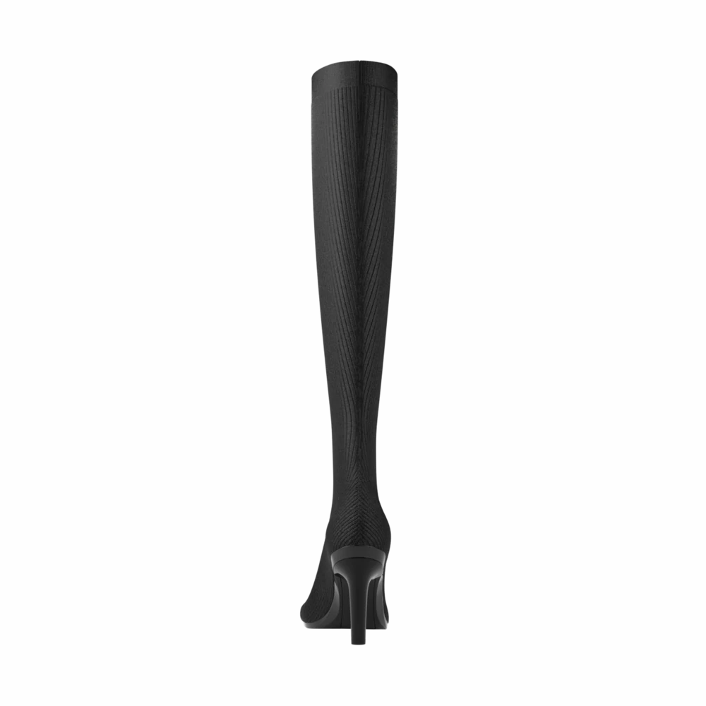 The Joanna Knee High Boot - Coal Knit 4 Stiletto - FINAL SALE