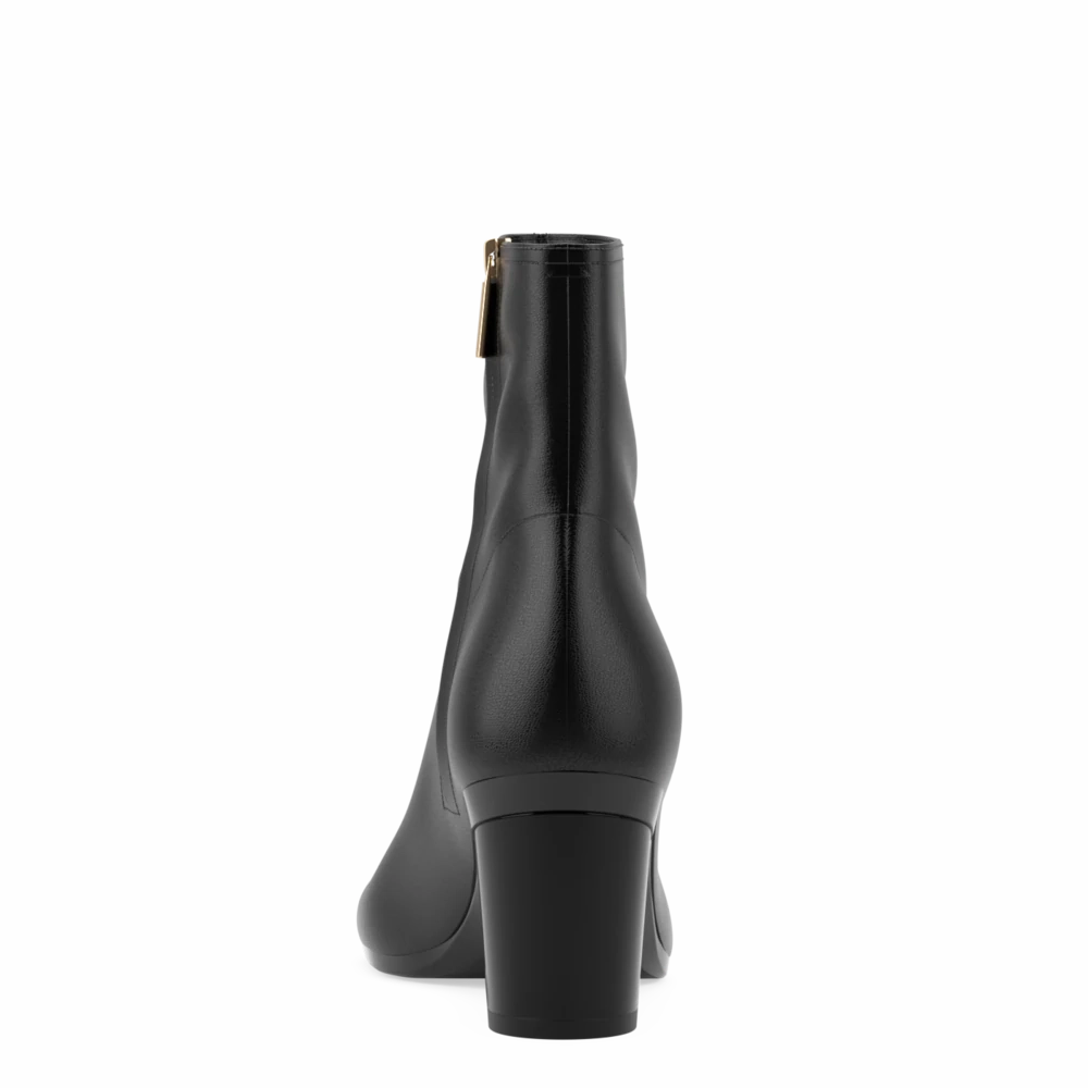 The Josie Bootie - Coal Stretch Leather 3 Block