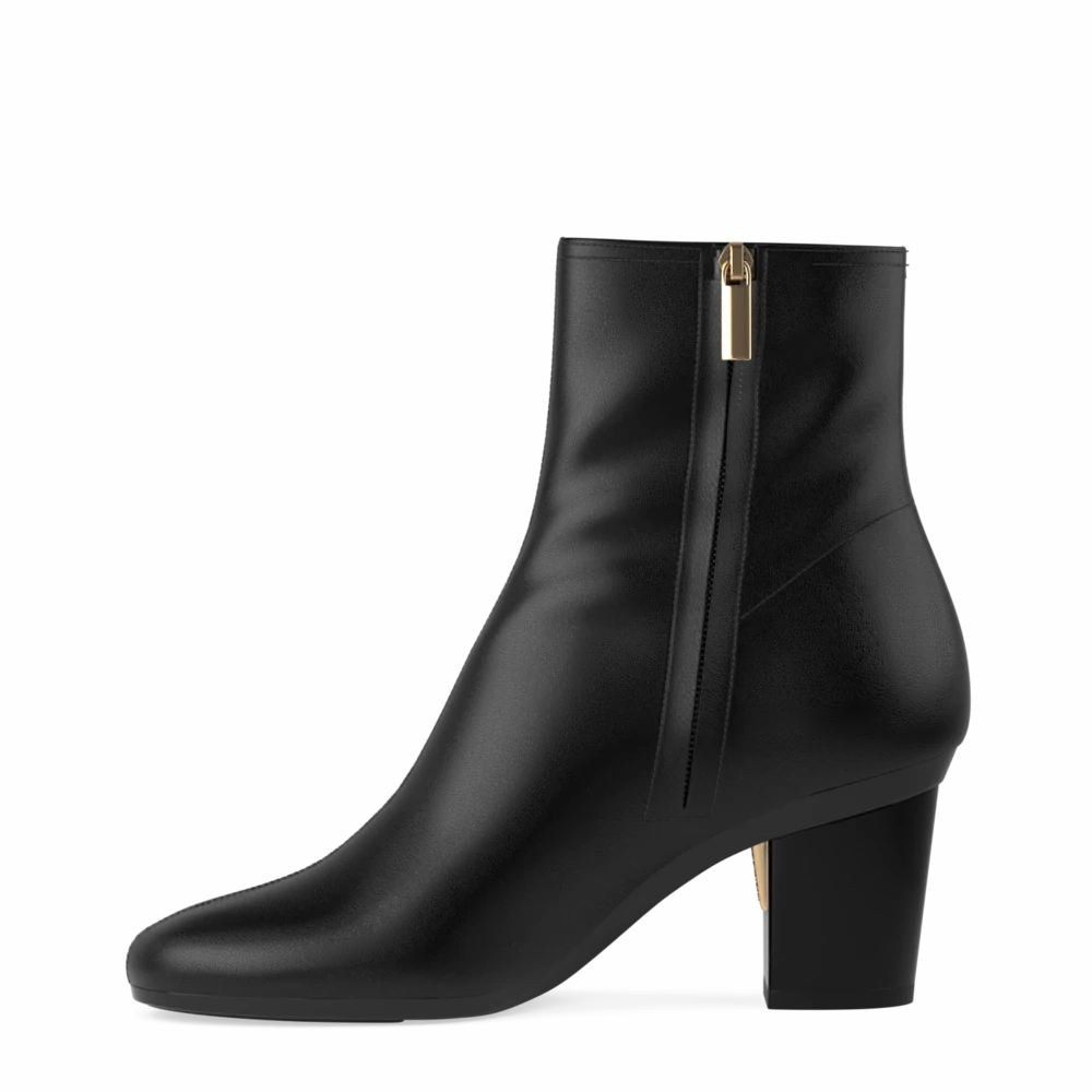 The Josie Bootie - Coal Stretch Leather 3 Block