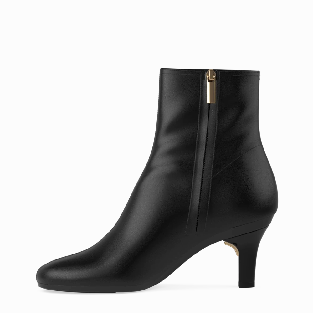 The Josie Bootie - Coal Stretch Leather 3 Stiletto