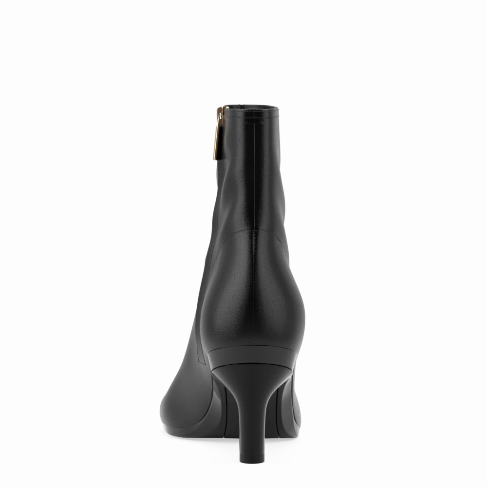 The Josie Bootie - Coal Stretch Leather 3 Stiletto