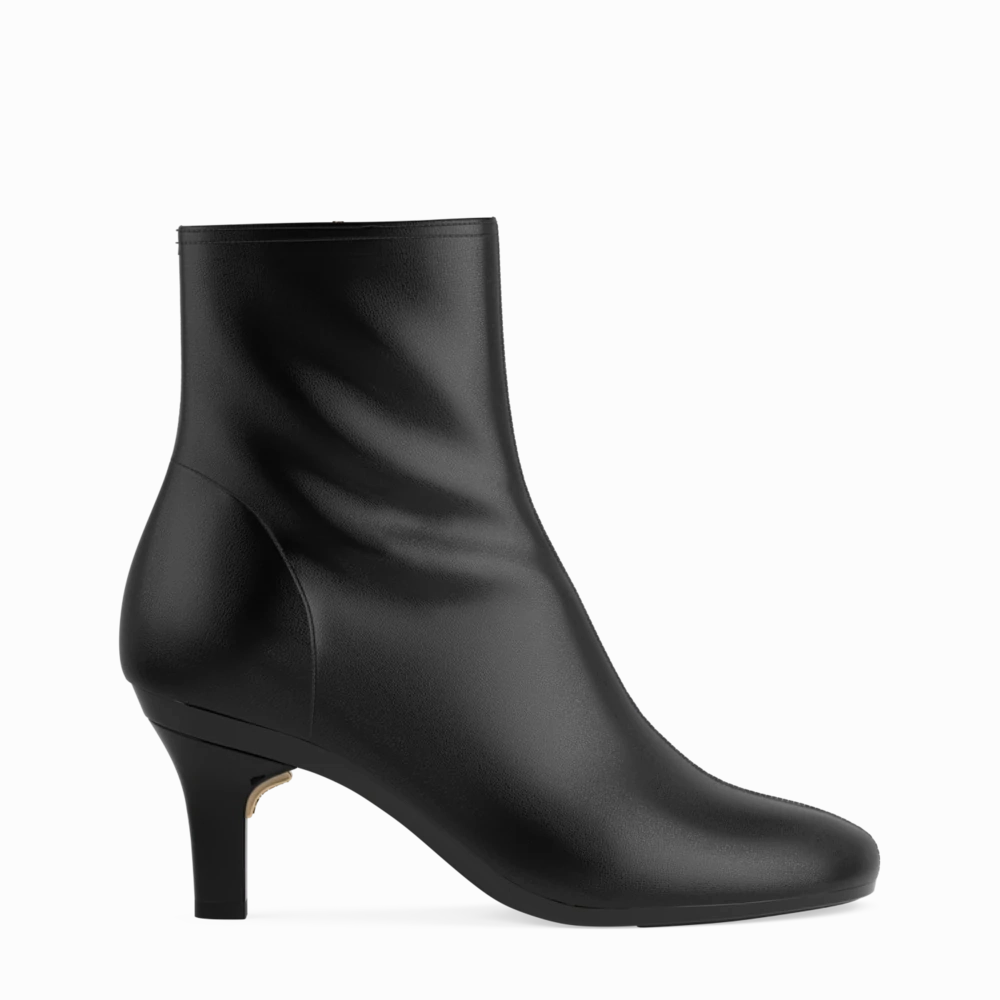 The Josie Bootie - Coal Stretch Leather 3 Stiletto