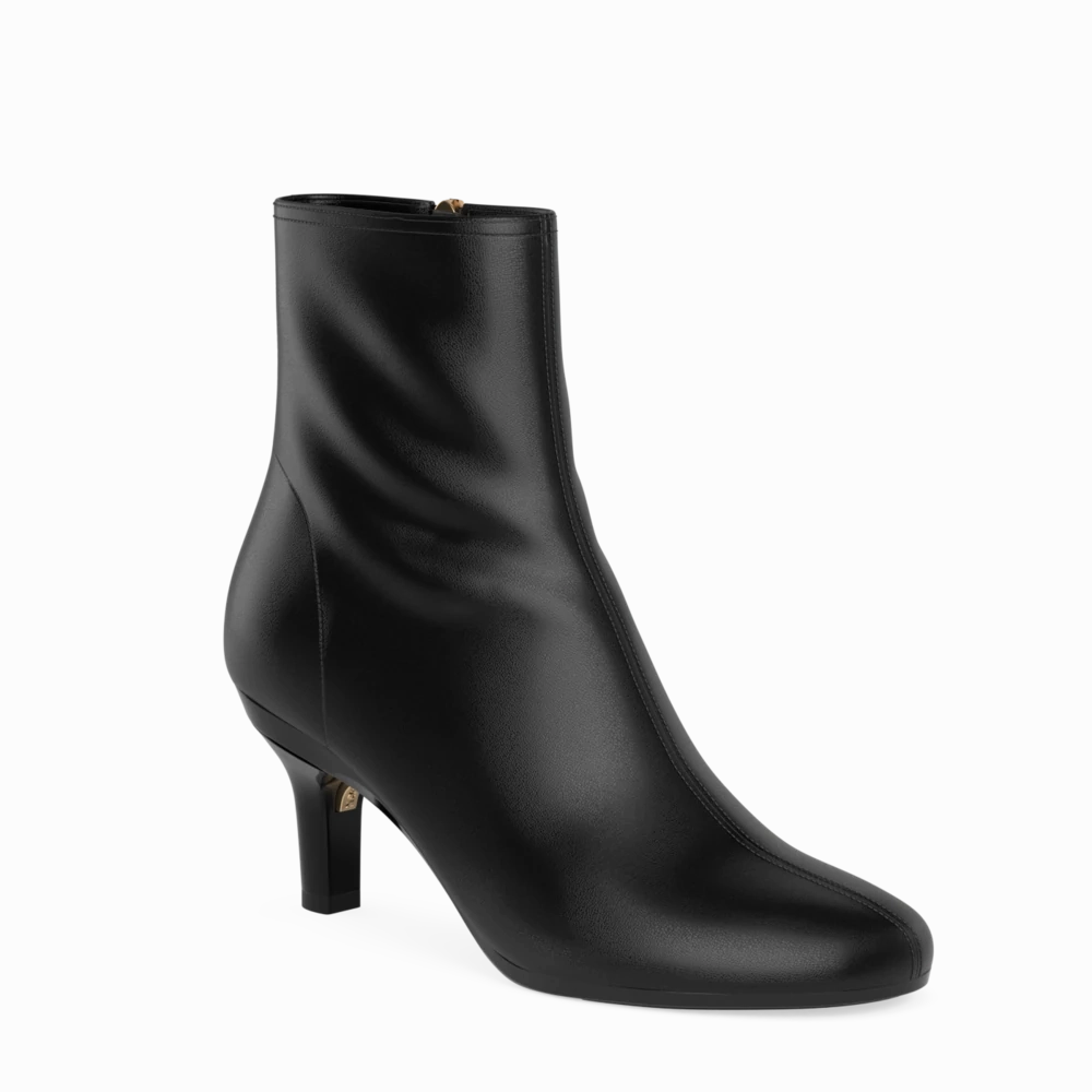 The Josie Bootie - Coal Stretch Leather 3 Stiletto