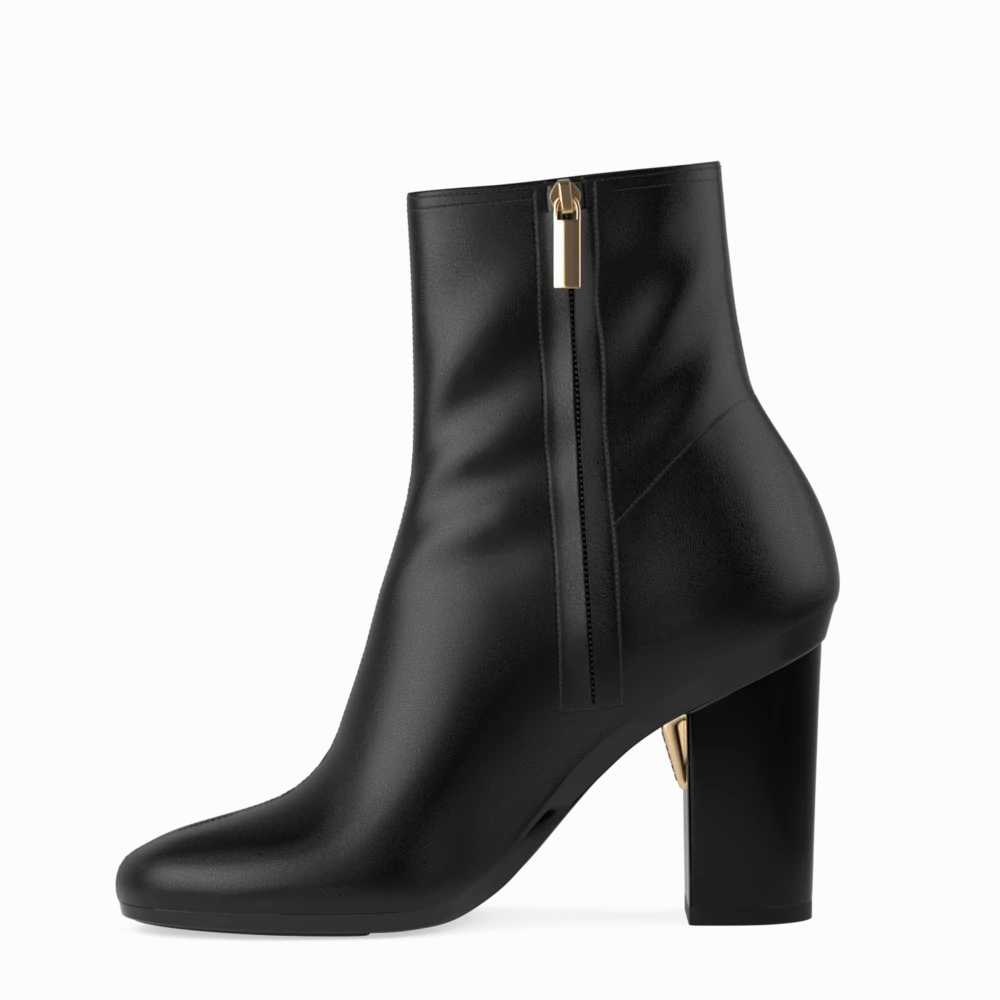 The Josie Bootie - Coal Stretch Leather 4 Block
