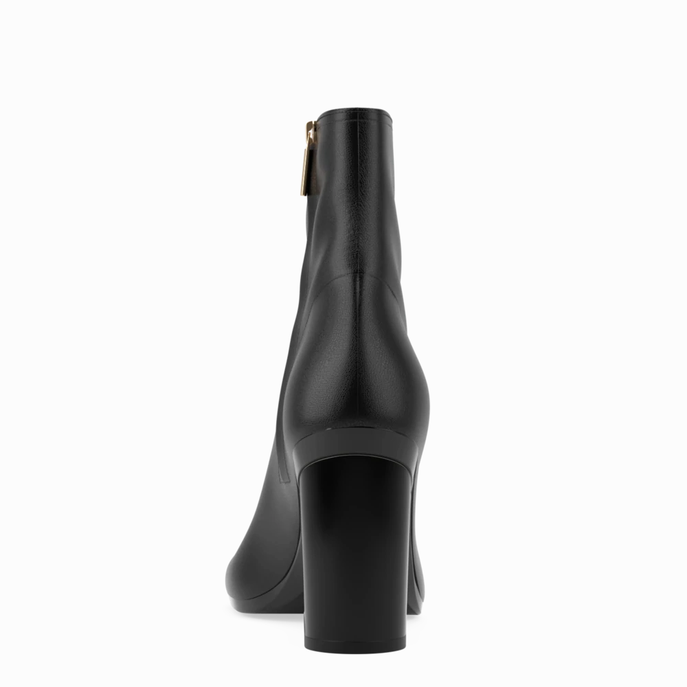 The Josie Bootie - Coal Stretch Leather 4 Block