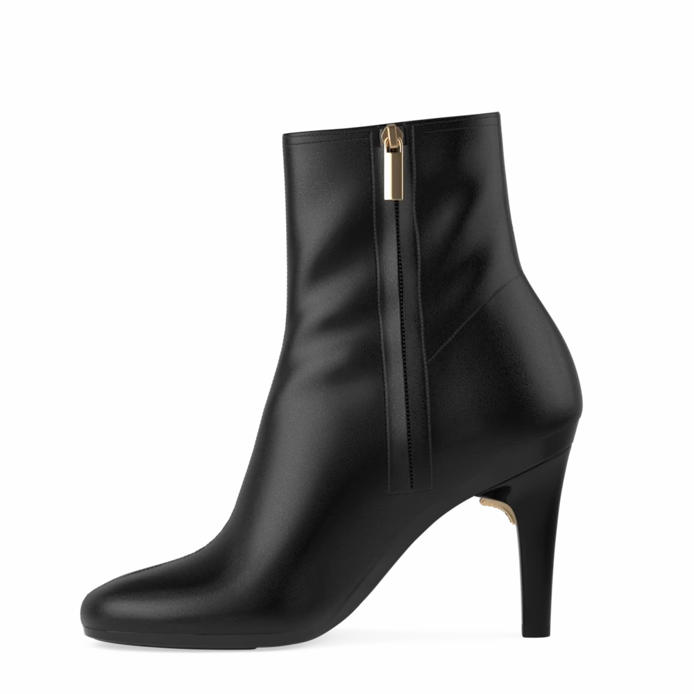The Josie Bootie - Coal Stretch Leather 4 Stiletto