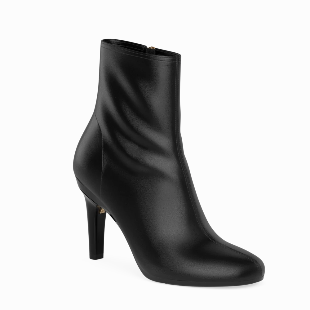 The Josie Bootie - Coal Stretch Leather 4 Stiletto