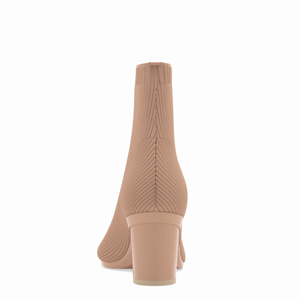 The Josie Bootie - Latte Knit 3 Block - FINAL SALE
