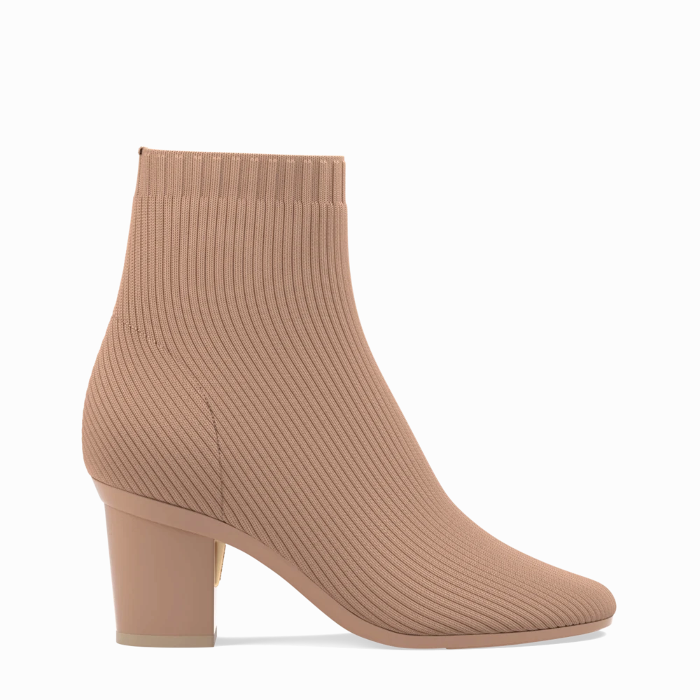 The Josie Bootie - Latte Knit 3 Block - FINAL SALE