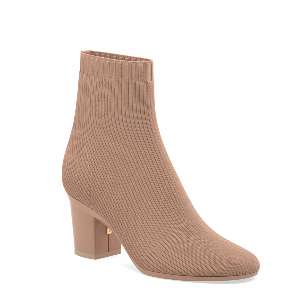 The Josie Bootie - Latte Knit 3 Block - FINAL SALE
