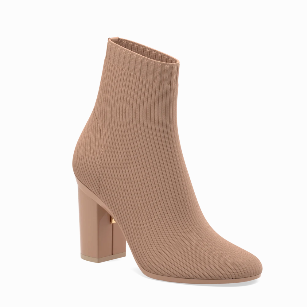 The Josie Bootie - Latte Knit 4 Block - FINAL SALE