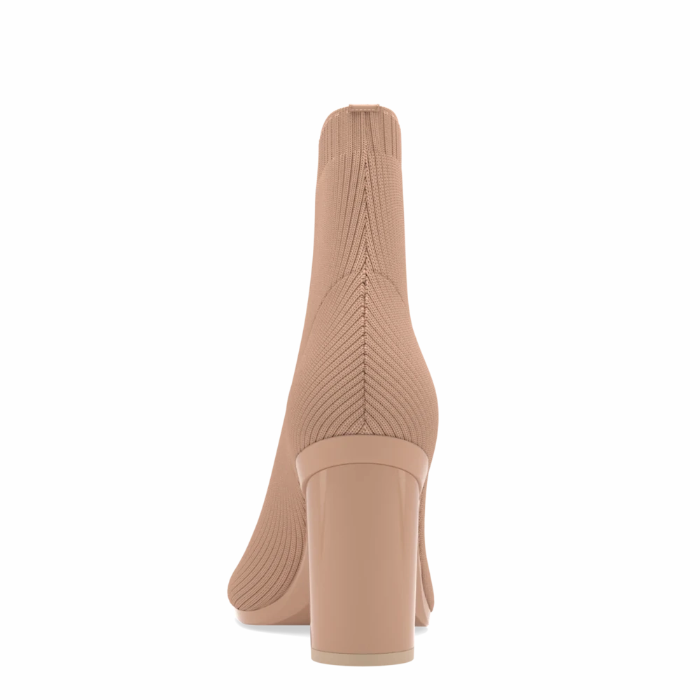 The Josie Bootie - Latte Knit 4 Block - FINAL SALE
