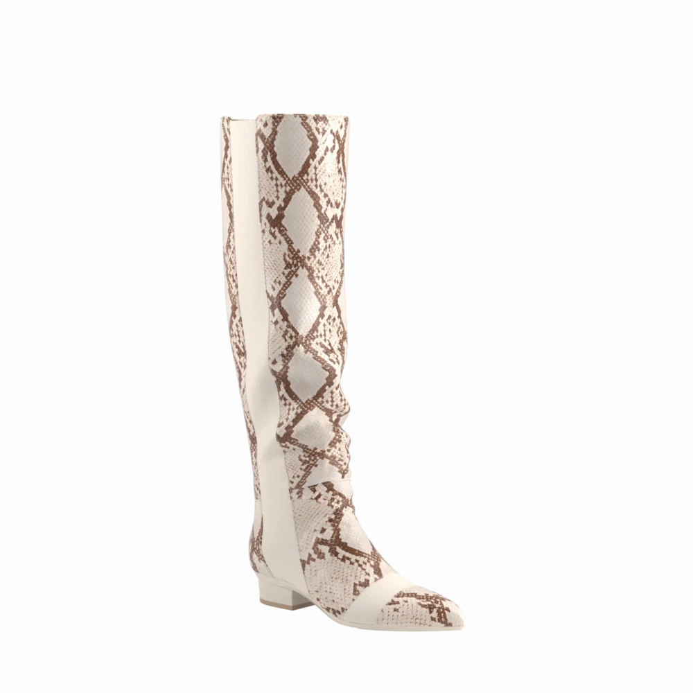 The Knee High Boot - Ivory Snakeskin 3 Stiletto - FINAL SALE