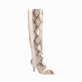 The Knee High Boot - Ivory Snakeskin 3 Stiletto - FINAL SALE