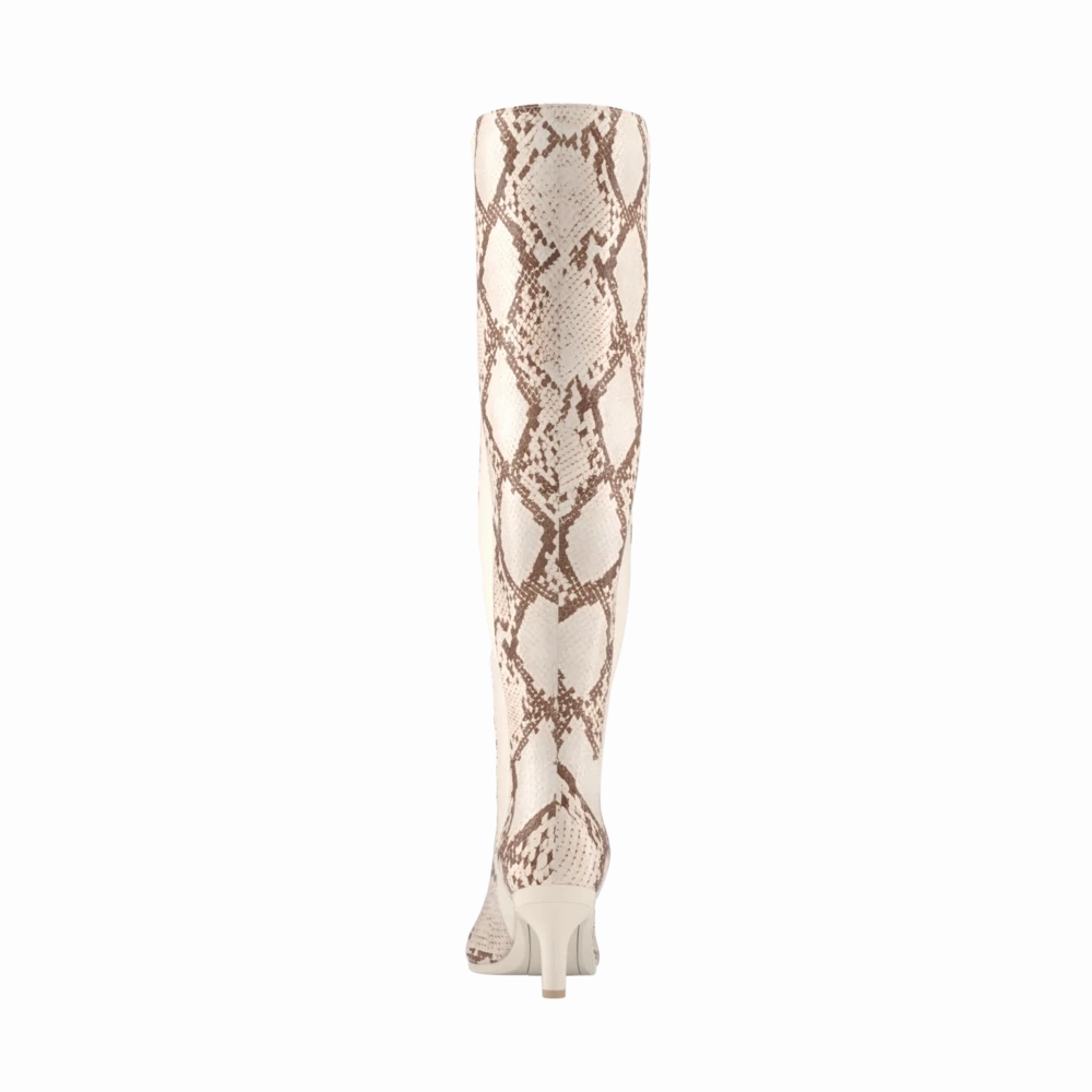 The Knee High Boot - Ivory Snakeskin 3 Stiletto - FINAL SALE