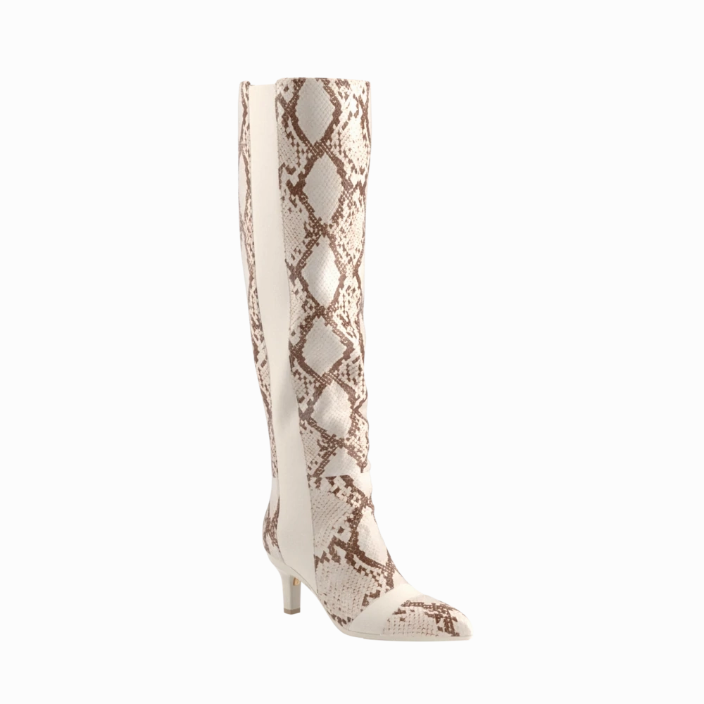 The Knee High Boot - Ivory Snakeskin 3 Stiletto - FINAL SALE