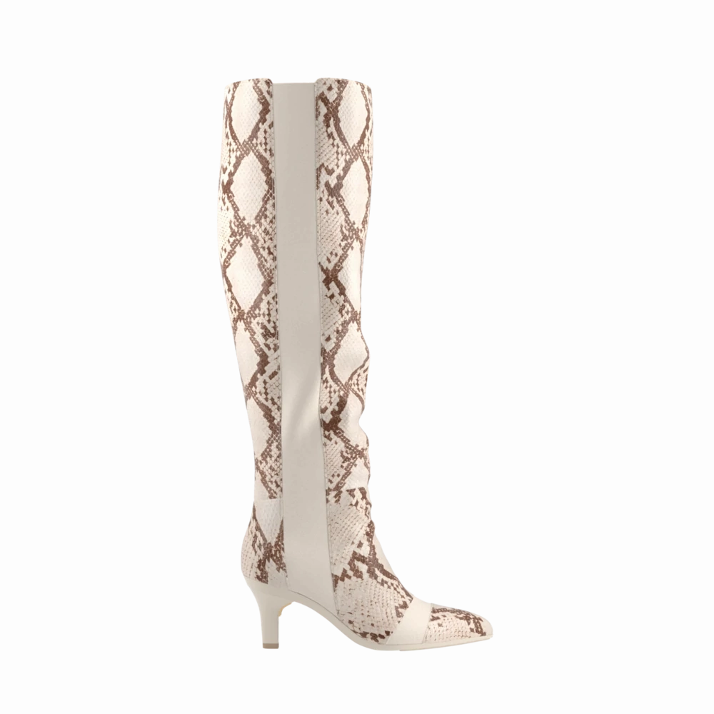 The Knee High Boot - Ivory Snakeskin 3 Stiletto - FINAL SALE