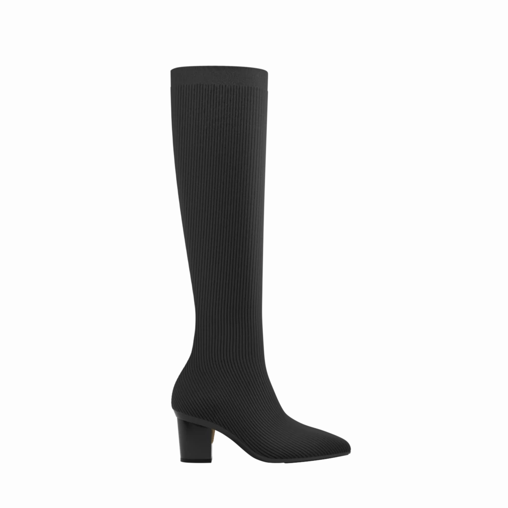 The Knee High Boot Coal Knit   Block Heel Kit 3 Coal - FINAL SALE