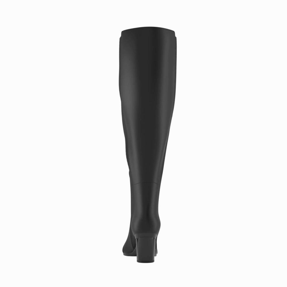 The Knee High Boot Coal Leather   Block Heel Kit 3 Coal - FINAL SALE