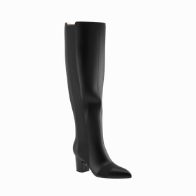 The Knee High Boot Coal Leather   Block Heel Kit 3 Coal - FINAL SALE