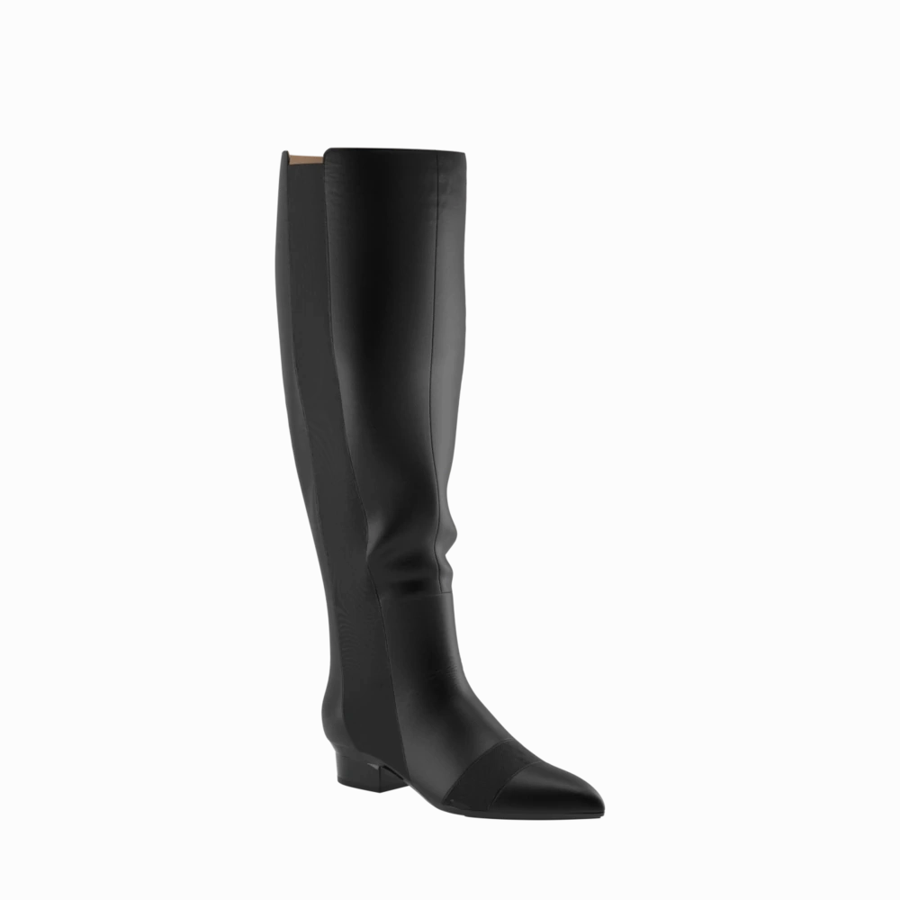 The Knee High Boot Coal Leather   Block Heel Kit 3 Coal - FINAL SALE
