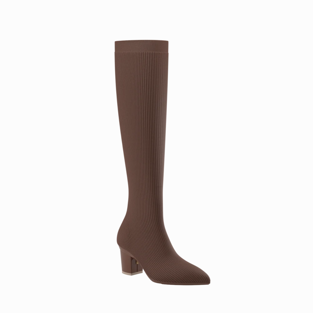 The Knee High Boot Walnut Knit   Block Heel Kit 3 Walnut - FINAL SALE