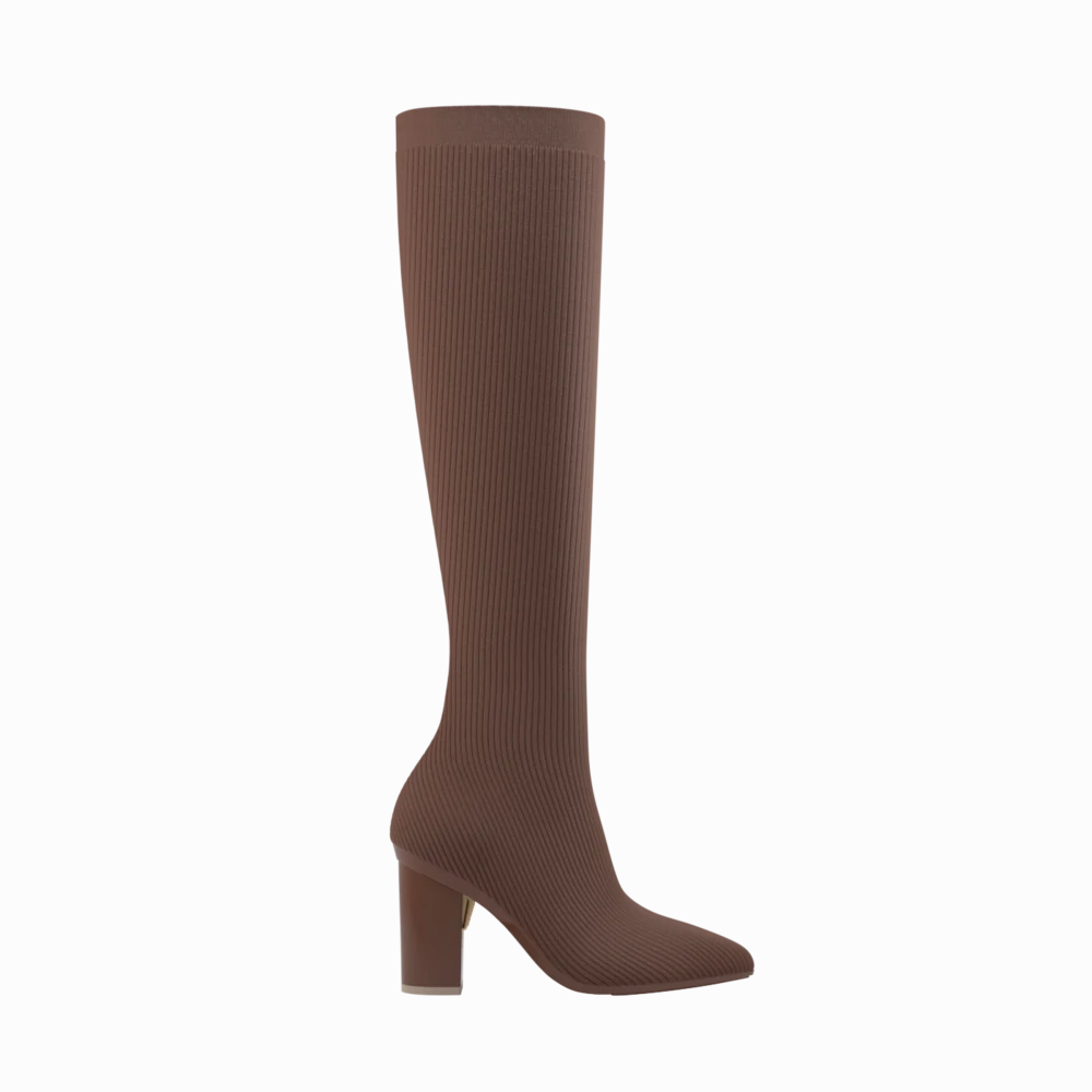 The Knee High Boot Walnut Knit   Block Heel Kit 4 Walnut - FINAL SALE